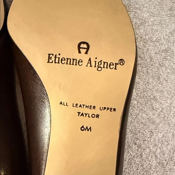 NWT VTG Etienne Aigner Taylor Truffle Spain Leather Mid-Heel Pumps 90s Office - Picture 10 of 14